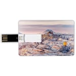 32G USB Flash Drives Credit Card Shape Winter Memory Stick Bank Card Style Cappadocia Turkey Landscape with Hot Air Balloons Anatolia Valley Geology Tourism Waterproof Pen Thumb Lovely Jump Drive U Di