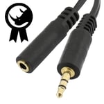 rhinocables Aux Cable 3.5mm Gold Audio Stereo Jack Cable, Male to Female for Car, Headphone, Earphones, iPhone, iPad, iPod, Samsung, MP3 Player, Smartphone, Echo Dot, Tablet, Home Stereos, Laptop, Black (3m)