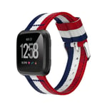 Fitbit Versa träningsklocka armband rem vävd nylon - Blå vit röd