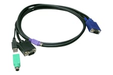LevelOne ACC-3202 - Kabelsæt til tastatur / video / mus (KVM) - HD-15 (VGA) til USB, PS/2, HD-15 (VGA) - 3 m