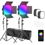Neewer 2 Packs 660 PRO RGB Led Video Light with APP Control Softbox Kit,360°Full Color,50W Video Lighting CRI 97+ for Gaming,Streaming,Zoom,YouTube,Webex,Broadcasting,Web Conference,Photography