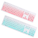 Hemobllo 2 PCS Silicone Keyboard Cover Waterproof Laptop Keyboard Cover Skin Dust-proof Keyboard Protector Compatible for Dell KB216P/KB216T/WK636(Gradient Pink Gradient Mint)