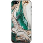 Apple iPhone SE (2016) Gennemsigtigt Telefoncover Grön / Guld marmor