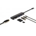 DeX 6-i-1 USB-C Hub/Dock för MacBook/laptop/Smartphone - Grå