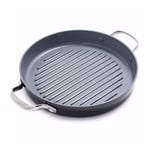 GreenPan Valencia Pro Hard Anodised Healthy Ceramic Non-Stick 28 cm Round Grill Pan, PFAS-Free, Induction, Oven Safe, Grey