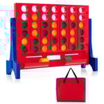 4 i rad stort fyra i rad-spel med bärväska & 42 schackpjäser vägg- eller bordsspel 62 x 20 x 48,5 cm blå