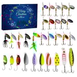 2023 Fiskeredskap Adventskalender Fiskedrag Set Fiskeredskap Nedräkningskalender Vuxna Män Pojkar Jul Fiskbetepresenter 24pcs