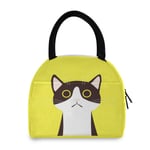 funnyy Cat Kitty Yellow Lunch Bag for Women Kitten Tote Insulated Cooler Bag Food Water Resistant Lunch Organizer Thermal Lunch Box Bag with Ice Pack for Adults Girls Children Outdoor Picnic Work