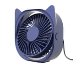 Mini Portable USB Charging Fan 3 Speeds Adjustable Desktop Cooling Fan Cooler with Ears for Office Car Home Travel Holiday 126x121x51mm-Blue