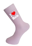 Personalised Valentines Light Pink Socks, I Heart . . . Choose your name.
