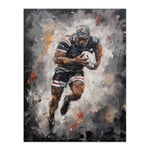 Rugby Fan Artwork World Cup Forward With Ball Action Painting For Him Man Cave Unframed Wall Art Print Poster Home Decor Premium