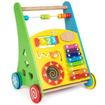 Push Along Wooden Walker Baby Toy with Shapes Sounds Musical Fun Toy for Kids