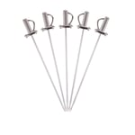 Yardwe 5pcs Stainless Steel Cocktail Toothpicks Skewers Fruit Kabobs Sword Shape Appetizers Food Picks Resuable Drink Sticks for Birthday Party Decorations