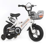 LYN Kids Bike, Kids Bike, Childrens Scooter Bike for 2-9 Years,in Size 12”,14”,16”,18”Bicycle,Flash Wheels Stroller and Frame Stabilisers,95% Assembled (Color : White, Size : 12inch)