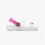 Crocs 207803-100 CLASSIC EMBELLISHED Kids Girls Slip On Lightweight Sandal White