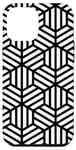 iPhone 15 Pro Max White Black Geometric Lined Hexagon Honeycomb Pattern Case