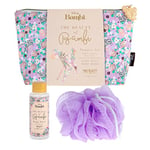 MAD BEAUTY Disney BAMBI Coffret cadeau avec trousse de maquillage, gel douche et éponge, sac floral avec motif de cerf et fleur sauvage