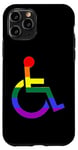 Coque pour iPhone 11 Pro Symbole de fauteuil roulant arc-en-ciel