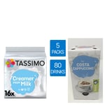Tassimo Milk Pods Cappuccino Milk Creamer T Discs 5 Packs (80 Drinks)
