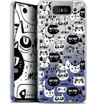 Ultra-Slim Case for 6.4-Inch Asus ZenFone 6 with Black Cat Motif White