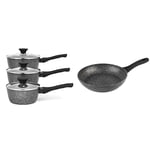 Salter BW05751S Megastone Saucepan Set - 3 Forged Aluminum Pans, 16cm,18cm, 20cm & BW05745 Megastone Collection Non-Stick Forged Aluminium Frying Pan, 20 cm