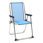 Solenny 50001072725267 50001072725267-Chaise de Plage Pliante avec Dossier Haut Bleu, Métal, Multicolore