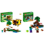 LEGO 21241 Minecraft The Bee Cottage Construction Toy & 21240 Minecraft The Swamp Adventure, Building Game Construction Toy with Alex and Zombie Figures in Biome, Birthday Gift Idea for Kids Aged 8+