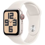 Apple Watch SE GPS + Cellular - 40mm - Starlight Aluminium-hölje - Starlight Sport Band - S/M