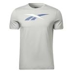 Reebok Men's Training Essentials Vector Logo T-Shirt, Pure Grey 3/Batik Blue, XS