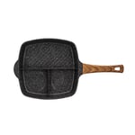 XIAOQIAO Multi Egg Frying Pan, Lazy Pan,Eggs Pancake Pan Pot, BBQ 3 in 1 grill pan cast iron,All in One Frying Pan with Non-Slip Long Handles (Color : Black)