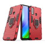 MRSTER Huawei P Smart+ 2019 Case, Heavy Duty Armor Dual Layer Shock Resistant Hybrid Protective Case Cover with Ring Holder Kickstand for Huawei P Smart Plus 2019 / Honor 20 Lite. HB Red