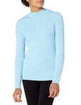 Amazon Essentials Women's Classic-Fit Lightweight Cable Long-Sleeve Mock Neck Jumper, Sky Blue, L