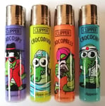 4 x Clipper Lighters Set, Assorted Designs, Gas Lighter Refillable You get all 4 NEW, GIFT SET (Zoo Party)