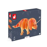 JANOD Enfant 3D Dinosaure Tricératops-Puzzle en Volume 32 Pièces-Jeu de Construction-Carton FSC-Fabriqué en France-Dès 5 Ans, J05838, Orange