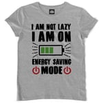 Teetown - T Shirt Femme - I'm Not Lazy - Funny Saying Fun Sloth Battery Energy Saving Power - 100% Coton Bio