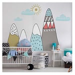 Ambiance Stickers Muraux Enfants Décoration Chambre Bébé - Autocollant Sticker Mural Adhesif Géant Montagnes Scandinaves Ivka - H60 x L90 cm