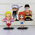 honeyya 4 Pieces/Lot Anime One Piece Figures Edward Newgate Doflamingo Nami Trafalgar Law Pvc Action Figure Toys Model Dolls 8~9 Cm