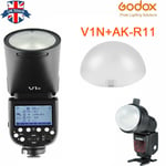 Godox New V1N TTL 1/8000s HSS Round Head Speedlite Flash+AK-R11 Diffuser f Nikon