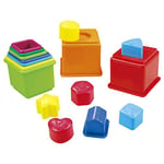 PlayGo ColorBaby Jeu de 16 Cubes empilables et Figurines géométriques, 16 pièces (44286)