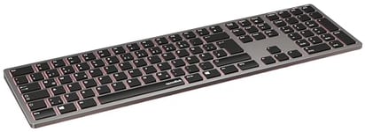 Speedlink LEVIA Keyboard - Clavier Bluetooth Rechargeable, boîtier en Aluminium, Connexion USB Filaire ou sans Fil, Touches rétroéclairées, Touches de Ciseaux Plates et silencieuses, Gris