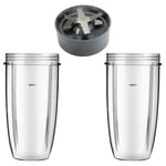 Extractor Blade Base Type 6 + Cup 32oz 1L x 2 for NUTRIBULLET 600w 900w Blender