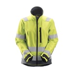 Snickers Workwear AllroundWork varseljacka i softshell, dam, varselklass 2/3 - Varselgul/Stålgrå / XXXXL Lång