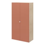 Armoire penderie 2 portes battantes terracotta et effet chêne GoodHome Atomia H. 187 x L. 50 x P. 45 cm