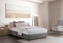 Talamo Italia - Lit double Gaia, Lit coffre avec revêtement en tissu, 100% Made in Italy, Ouverture latérale, avec matelas 120x190 cm inclus, Gris