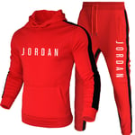 DSFF Jordan Sweat à capuche et pantalon de sport 2 pièces pour homme Rouge B-XL
