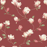 Galerie English Florals Wallpaper Roll, Burgundy Red 53cm x 10m