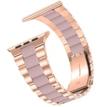 iitee Compatible with Apple Watch Strap 45mm 44mm 42mm, Light Resin with Stainless Steel Replacement Wristband for Apple iWatch SE Series 7 6 5 4 3 2 1 Women Men - Rose Gold+Pink