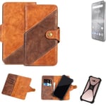 Mobile Phone Sleeve for Gigaset GS5 Pro SE Wallet Case Cover Smarthphone Braun 