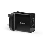 Anker Usb Wall Charger 2-port Dual 24w Power Iq Fast Quick Charge Uk Plug Phone