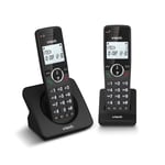 VTech ES2001 Duo Téléphone sans Fil DECT avec 2 combinés, Bloqueur d'appels, amplificateur de Volume, Identification de l'appelant/Appel en Attente,18 heures d'autonomie,écran et Clavier rétroéclairés